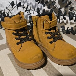 wonder nation Tan Lace-Up Side-Zip Kids Boots